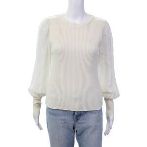 Maven Womens Cotton Long Sleeve Round Neck Ribbed Knit Sweater Nude Size S